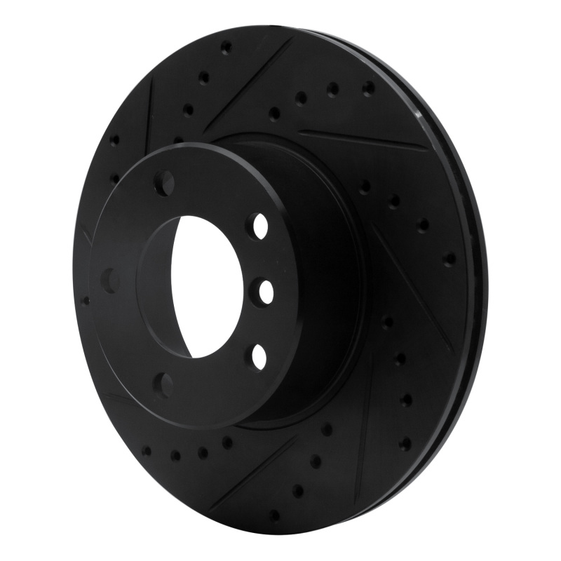 BMW 528i Brake Rotor (1) - Front Left - R1 Concepts - Drilled & Slotted - Black - `96-`03